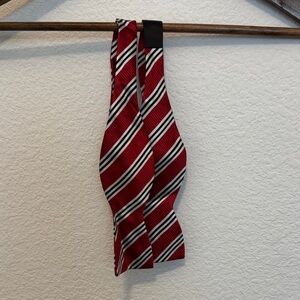 The Tie Bar Red and Black Striped Bow Tie